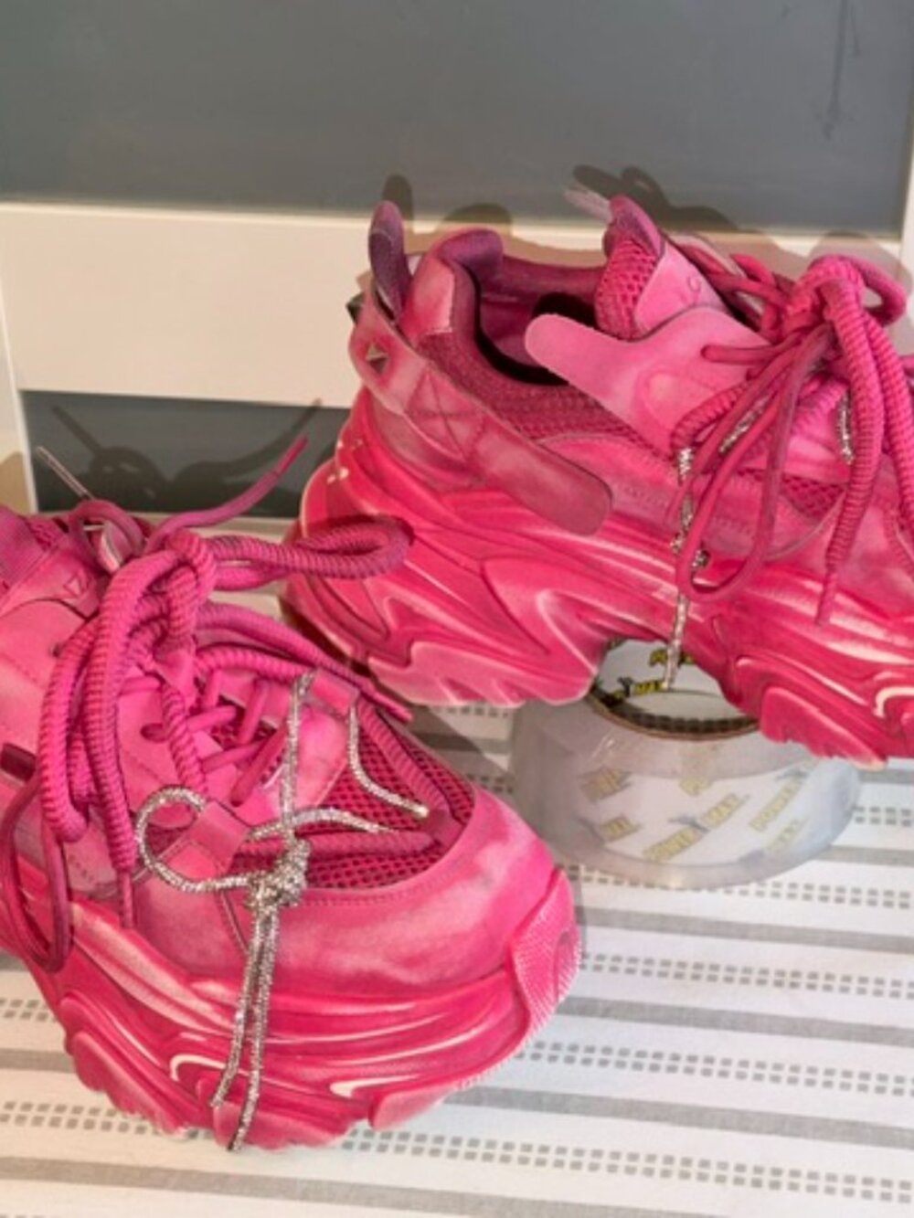 Sneaker shoes, chunky, pink, Lonza NY, size 38 EU, about 7.5 US - Picture 2 of 4